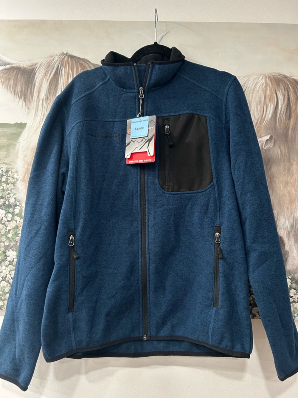 Free Country Sweater Knit Fleece Jacket Blue